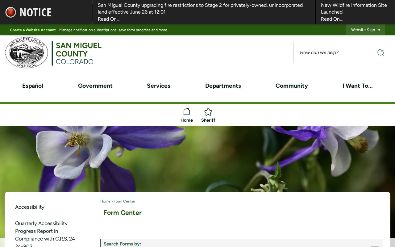 San Miguel County open records form separate from Combined Court Clerk records