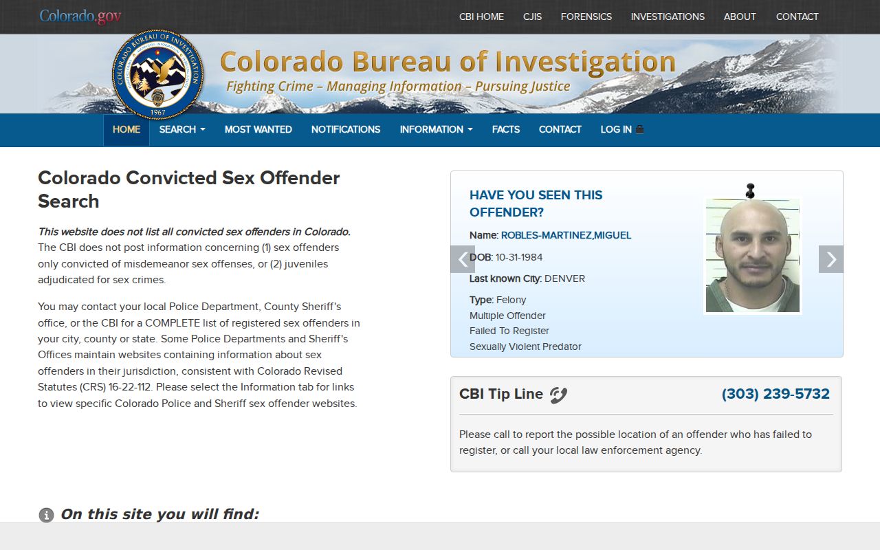 San Miguel County court dockets and CBI sex offender registry distinction