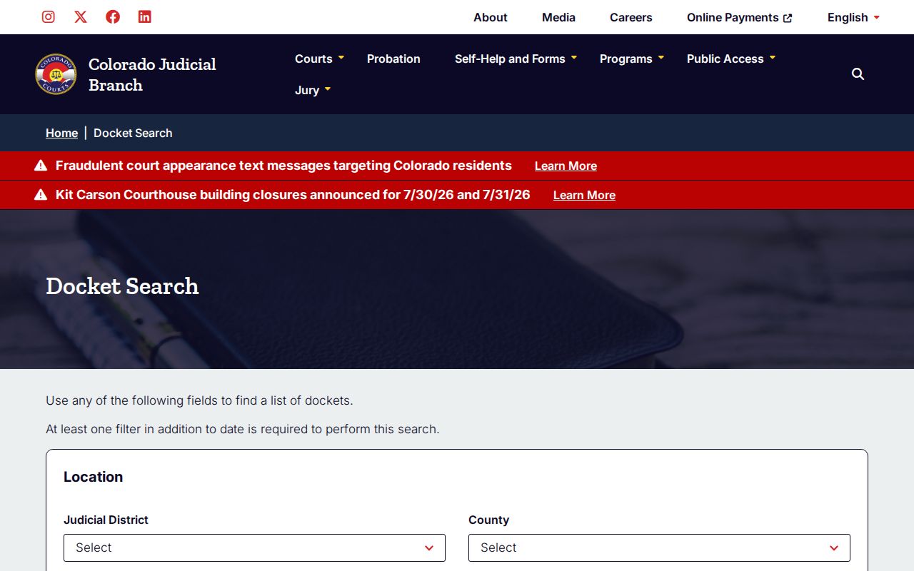 San Miguel County court records Colorado Judicial docket search