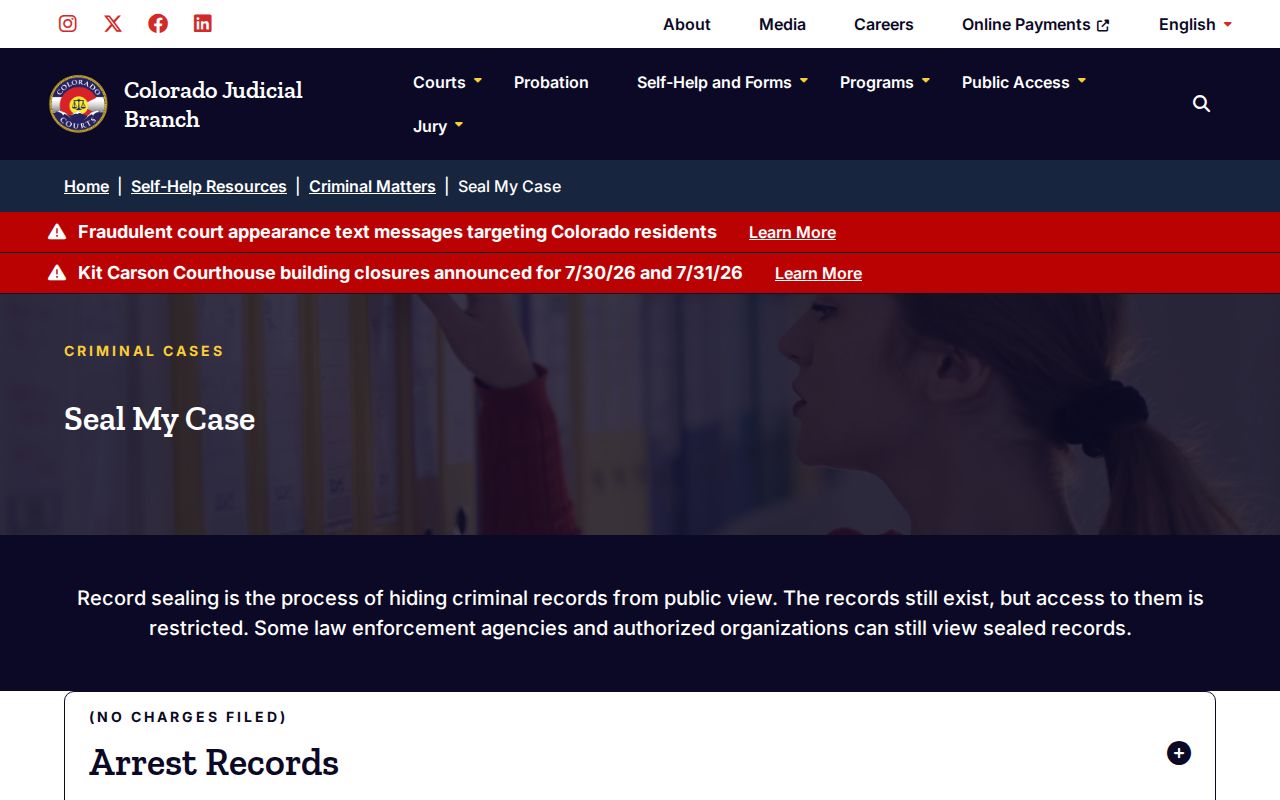 San Miguel County criminal court records Colorado Judicial seal my case page