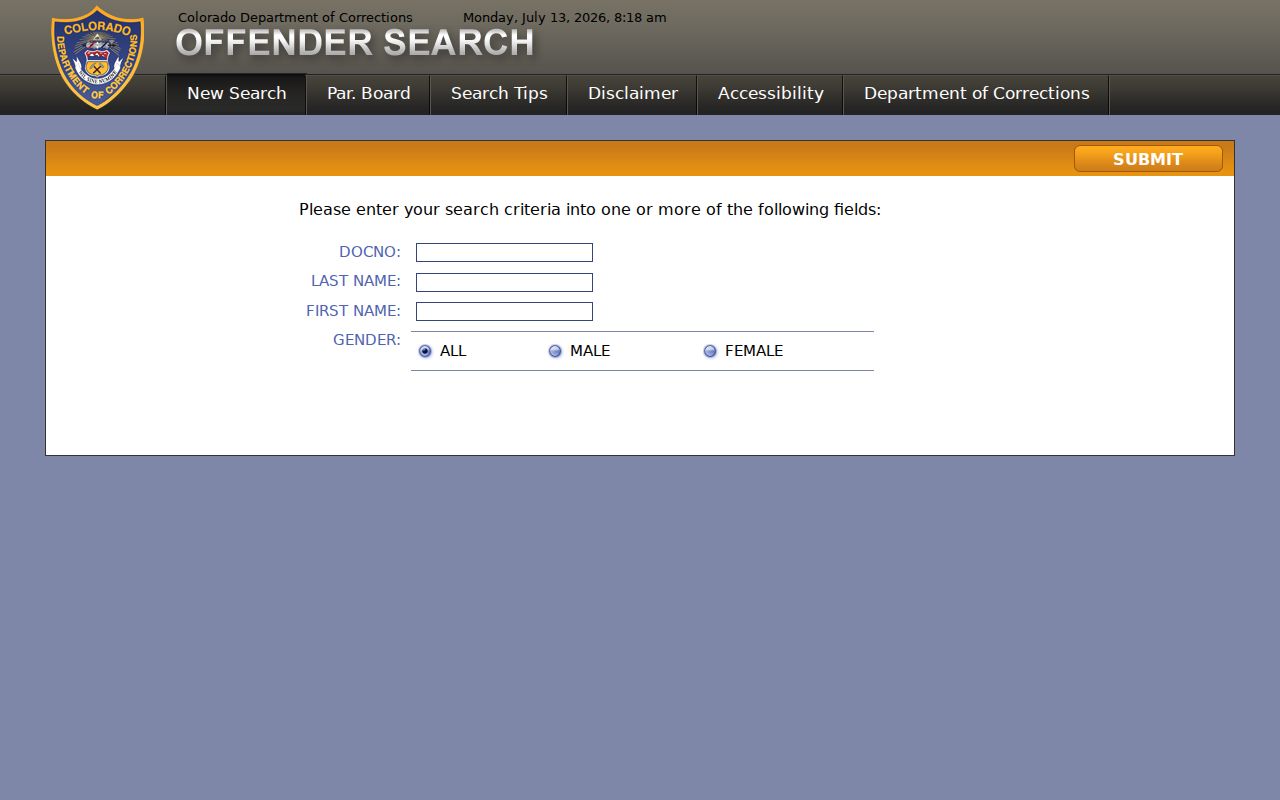 San Miguel County inmate records Colorado DOC offender search