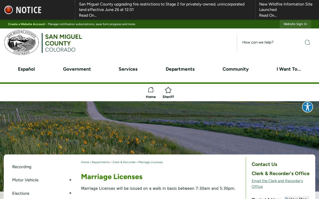 San Miguel County marriage and divorce records marriage license information