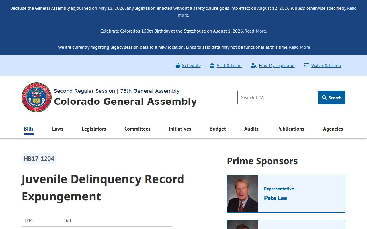 San Miguel County warrant records juvenile expungement rules